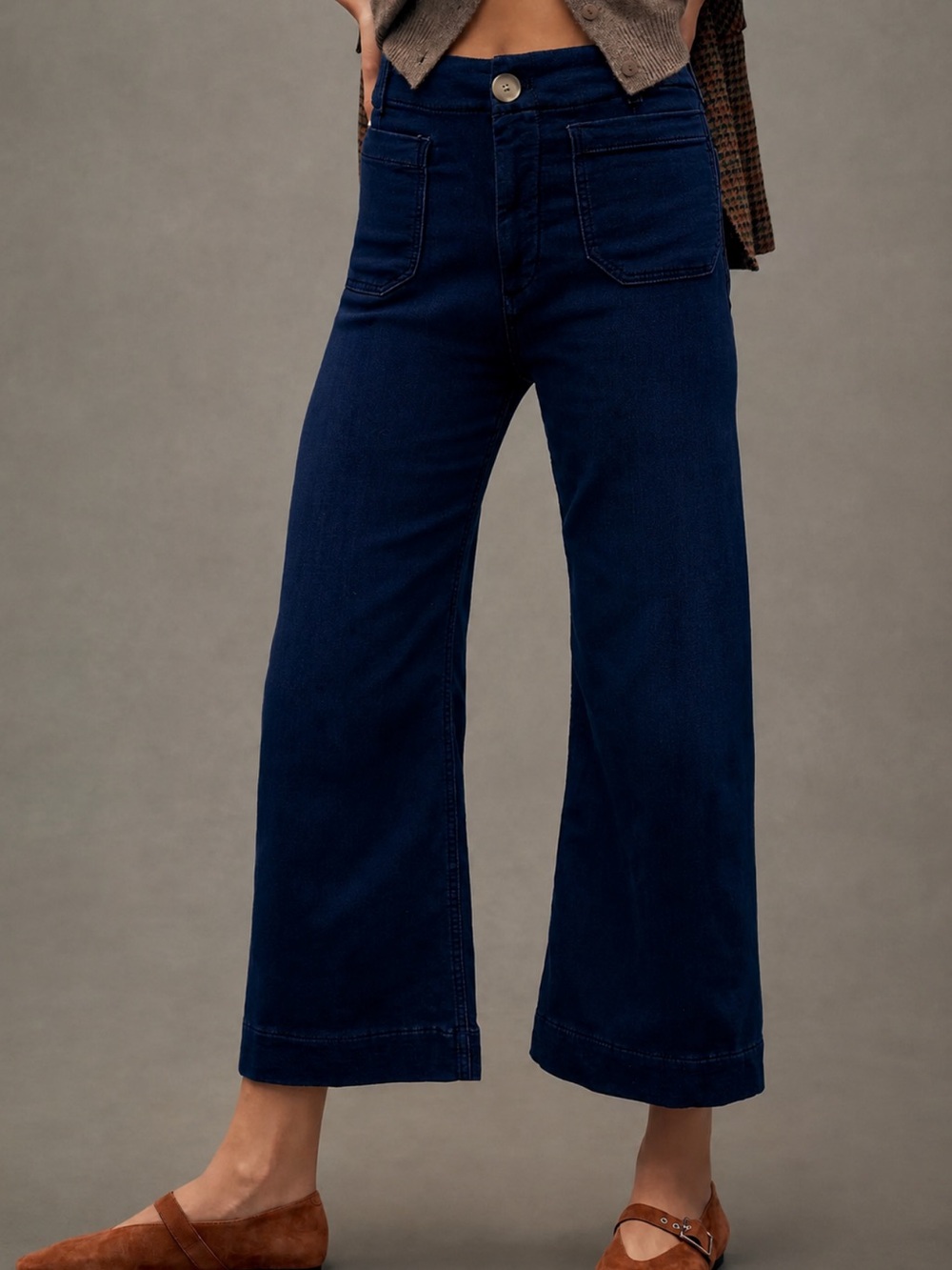 Anthropologie Maeve Colette High-Rise Wide-Leg Cropped Jeans